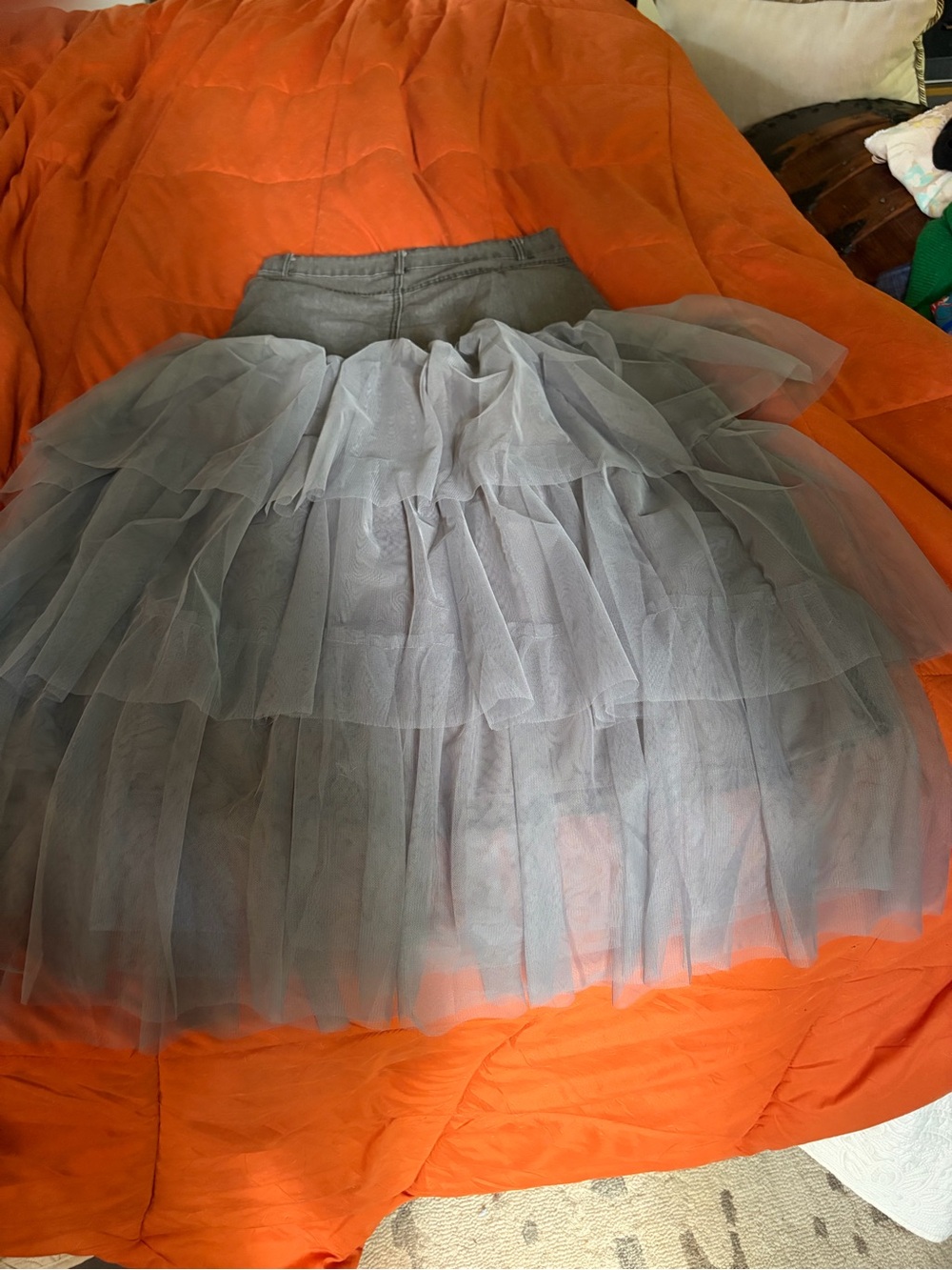 Tiered Gray Tulle Skirt - Elegant Layered Design